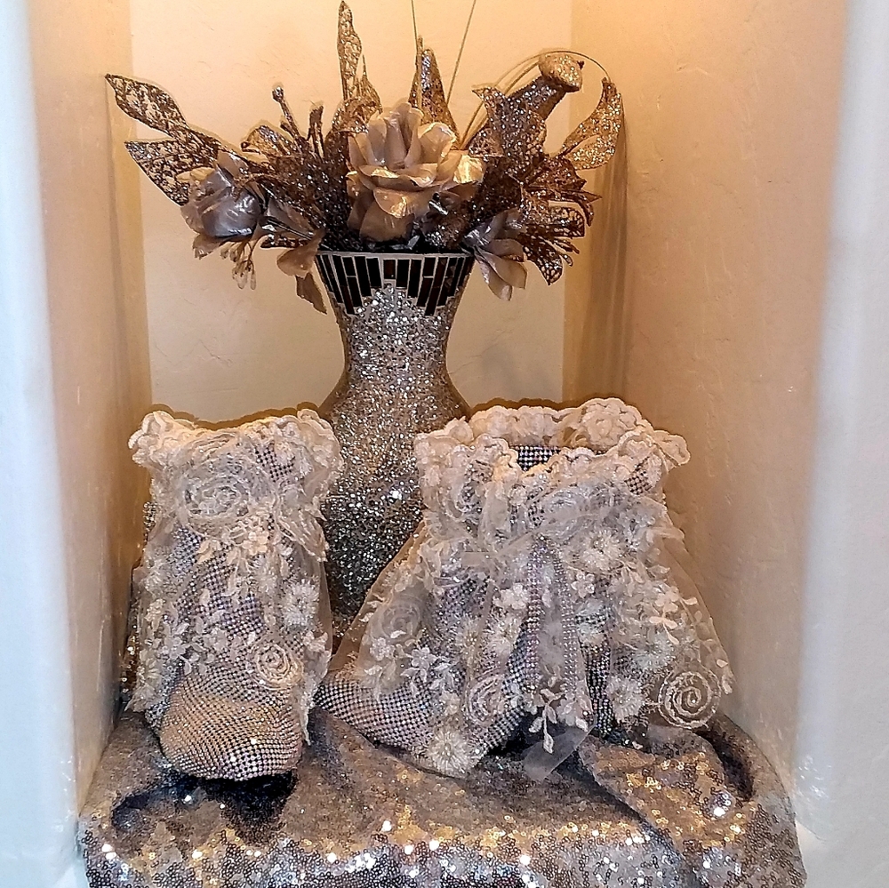 CECILIA Crystal Beaded Lace Boho Wedding Booties